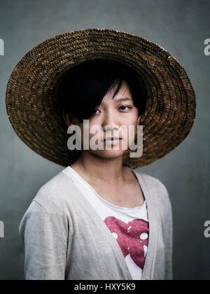 Mapopo Farmers in New Territories, Hong Kong.  Only seven square kilometres of farmland now exist in Hong Kong.  They are fighting government to keep. Stock Photo