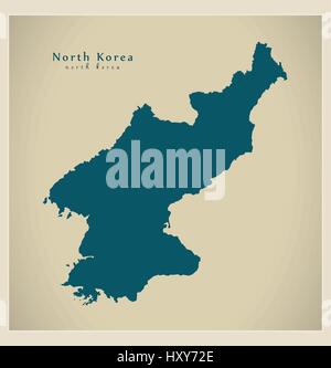 Modern Map - North Korea KP Stock Vector