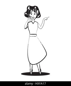 woman talking comic outline vector illustration eps 10 Stock Vector