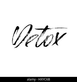 Hand lettered inscription. Detox. Hand brushed ink lettering. Modern brush calligraphy. Vector illustration. Stock Vector