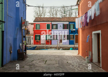 Spring afternoon on Burano island, Venice, Italy. Stock Photo