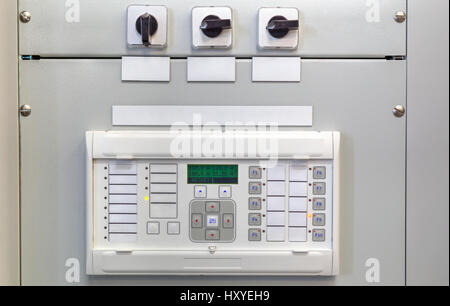 Electrical control panel with electronic devices in modern electrical substation Stock Photo