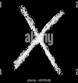 X - Chalk alphabet over black background Stock Photo