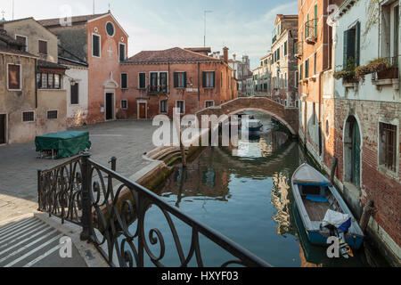 Morning on a canal in the sestiere of San Polo, Venice, Italy. Stock Photo