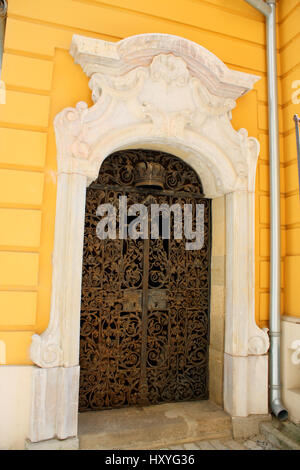 metal door on Archives of Hungary in Pecs Stock Photo