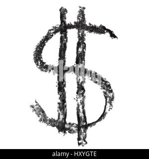 Dollar sign - Hand-written charcoal alphabet Stock Photo