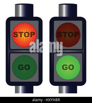 Red and green stop  go traffic lights Stock Vector
