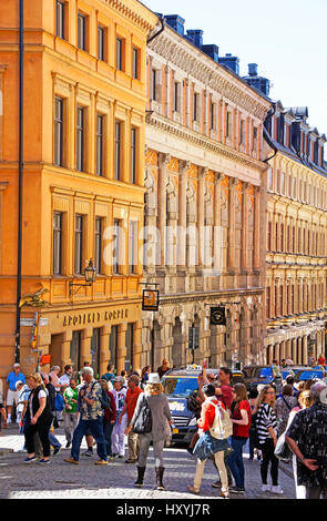 Gamla Stan (Old Town) tourist crowds in Stockholm, Sweden. Stock Photo