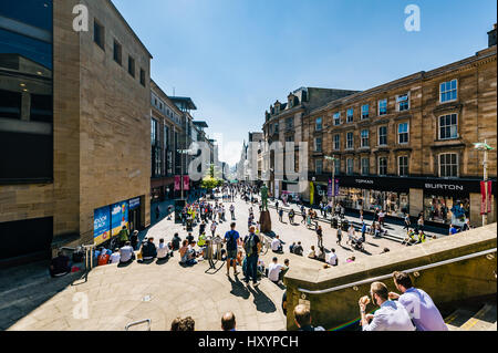 View of Buchanan Street in Glasgow from the Steps at Royal Concert Hall Stock Photo