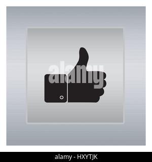 thumbs up icon on a silver background Stock Vector