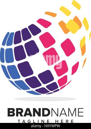 globe symbol with pixels in motion concept, vector illustration Stock Vector