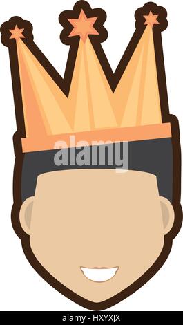 face man smile with crown Stock Vector