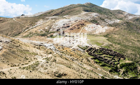 A view of the Chincana ruins on Isla del Sol, Bolivia. Stock Photo