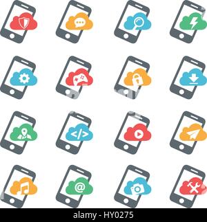 Smartphone apps, mobile development concept, vector illustration Stock Vector
