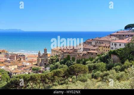 panoramic view of Castiglione della Pescaia, province of Grosseto, tuscany, italy Stock Photo