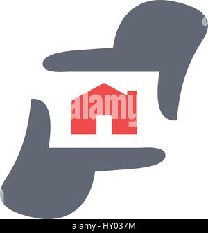 Real Estate Photography logo template, Photographer hand represent camera, vector illustration Stock Vector