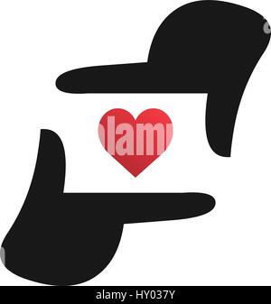 Love Photography logo template, Photographer hand represent camera, vector illustration Stock Vector