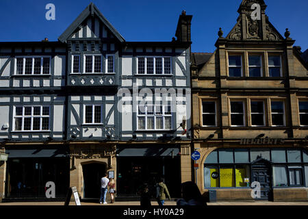 cross Church Street  Huddersfield town centre a large market town metropolitan borough Kirklees, West Yorkshire, England. UK. Stock Photo