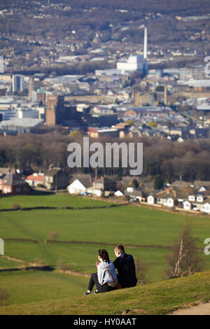 View from Castle Hil Huddersfield market town metropolitan borough  Kirklees, West Yorkshire, England. UK. Stock Photo