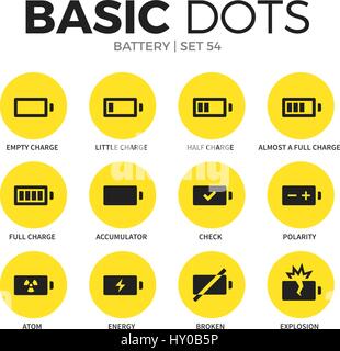 Battery flat icons vector set Stock Vector
