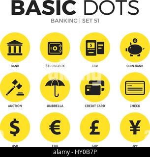 Banking flat icons vector set Stock Vector