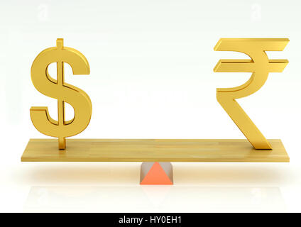 Balancing, united states, dollar and indian rupee Stock Photo