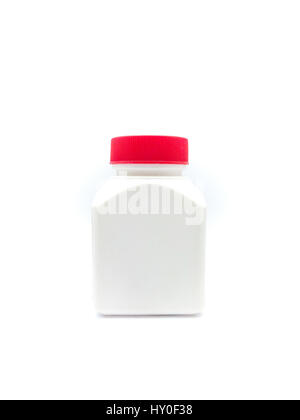 White and Red Lid Plastic Container, Isolated Stock Photo