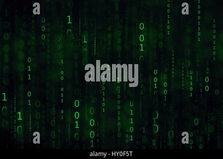 green digital binary code matrix background Stock Photo