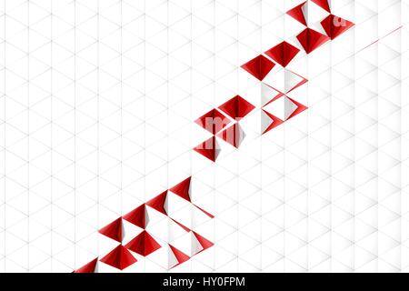 Abstract 3d rendering of red white surface. Background with futuristic low poly shape Stock Photo