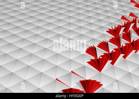 Abstract 3d rendering of red white surface. Background with futuristic low poly shape Stock Photo