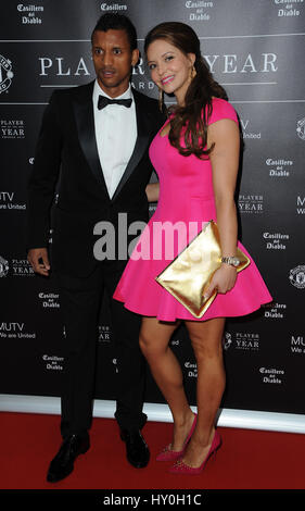 Luis Nani and Daniela Martins  arrive at Manchester United Old Trafford, for Manchester United Player Of The Year Awards Stock Photo