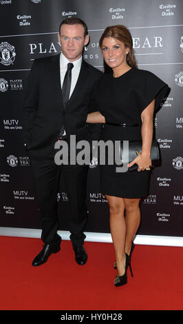 Wayne and Coleen Rooney arrive at Manchester United Old Trafford, for Manchester United Player Of The Year Awards Stock Photo