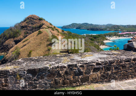 Pigeon Island, St Lucia, in the Caribbean, looking from Rodney Fort Stock Photo