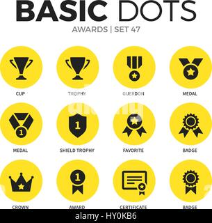 Awards flat icons vector set Stock Vector