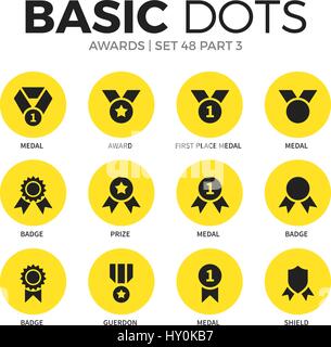 Awards flat icons vector set Stock Vector