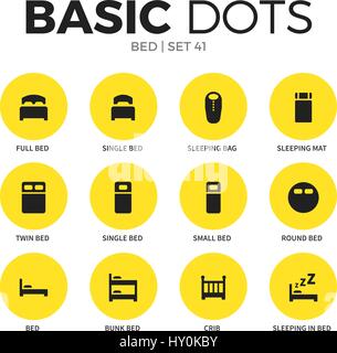 Bed flat icons vector set Stock Vector