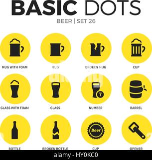 Beer flat icons vector set Stock Vector