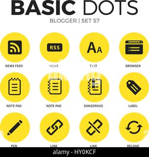 Blogger flat icons vector set Stock Vector