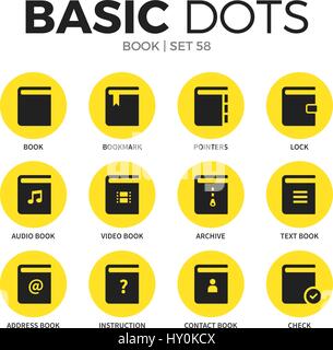 Book flat icons vector set Stock Vector