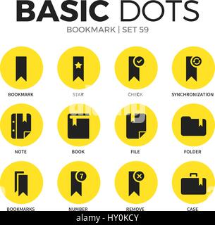 Bookmark flat icons vector set Stock Vector