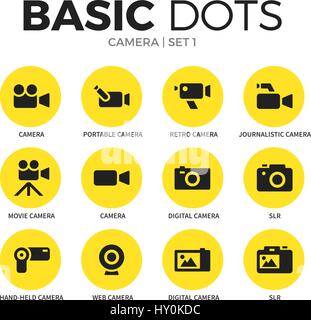 Camera flat icons vector set Stock Vector