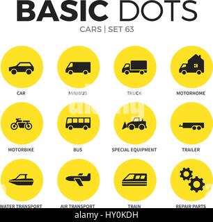 Cars flat icons vector set Stock Vector