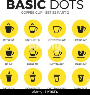 set of icons with paper cups for coffee of different sizes and ...