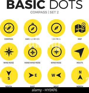 North arrow icon set. GPS north pointer for navigation signs. Compass ...