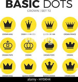 Crown flat icons vector set Stock Vector