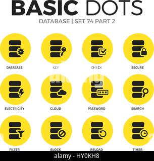 Database flat icons vector set Stock Vector