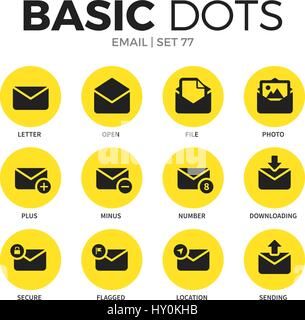 Email flat icons vector set Stock Vector