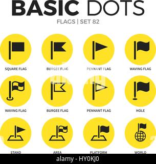 Flags flat icons vector set Stock Vector