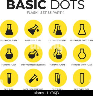 Flask flat icons vector set Stock Vector