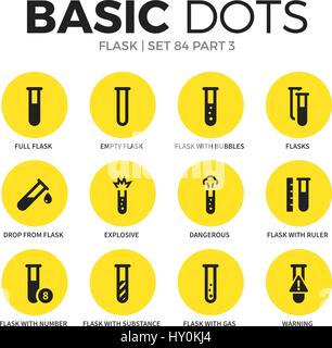 Flask flat icons vector set Stock Vector